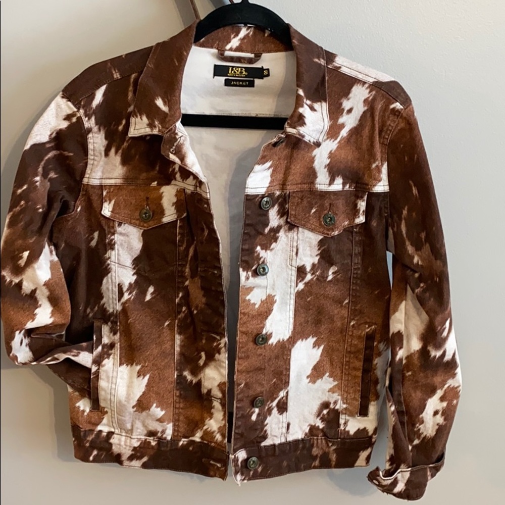 Lucky & Blessed Cow Print Denim Jacket